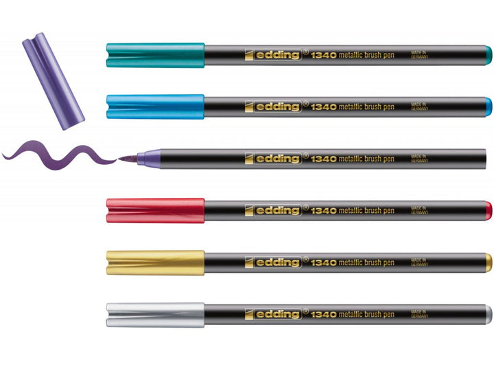 Edding 1340 - Sada metalických brush penů, 6 ks Edding