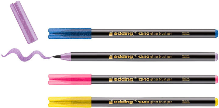 Edding 1340 glitter - Třpytivé brush peny, sada 4 ks Edding