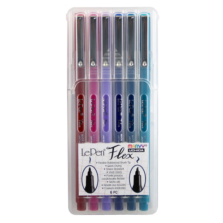 Marvy Uchida – Le Pen Flex brush pen, sada 6 barev, Jewel Marvy