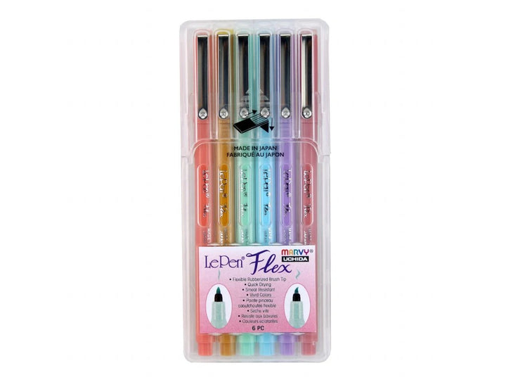 Marvy Uchida – Le Pen Flex brush pen, sada 6 barev, Pastel Marvy
