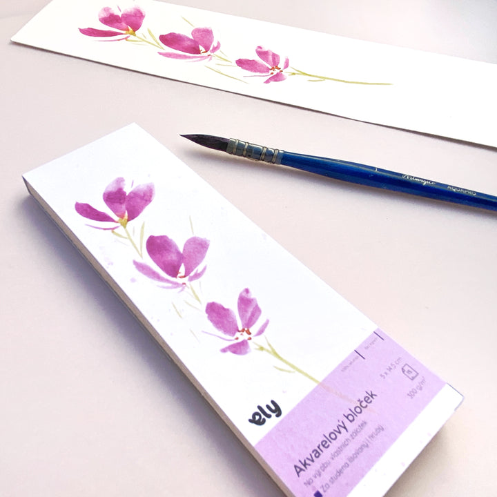 Akvarelový blok – 5 × 14,5 cm, 10 listů, 300 g/m² | na výrobu vlastních záložek Ely