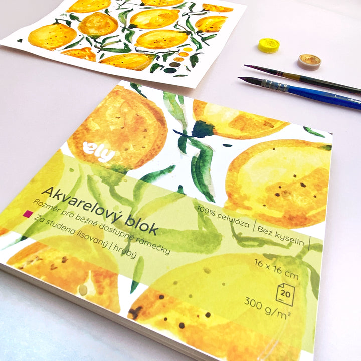 Akvarelový blok – 16 × 16 cm, 20 listů, 300 g/m² | ideální do rámečků Ely