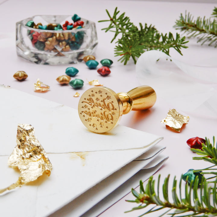 Mosazné pečetidlo – Veselé Vánoce | průměr 25 mm Krasopiska