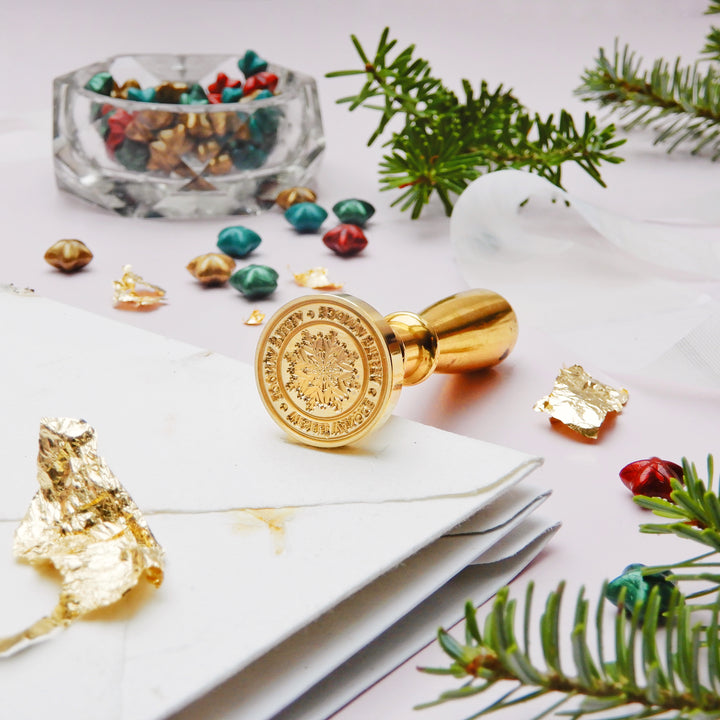 Mosazné pečetidlo – VESELÉ VÁNOCE I | průměr 25 mm Krasopiska
