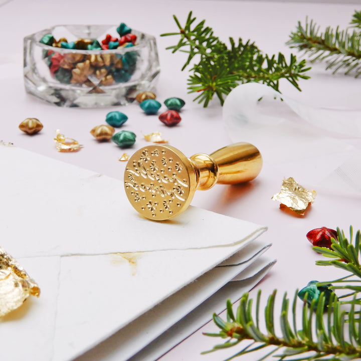 Mosazné pečetidlo – „veselé vánoce“ | průměr 25 mm Krasopiska