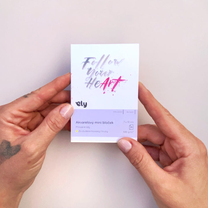 Akvarelový mini blok – 7 × 10 cm, 20 listů, 300 g/m² Ely