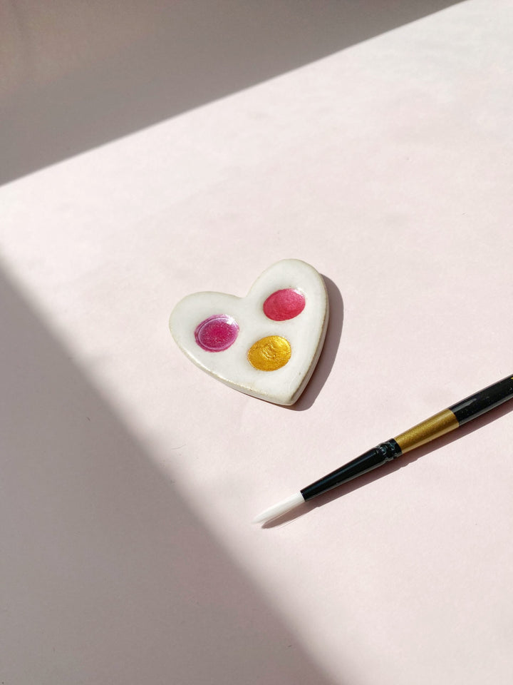 Keramická paletka – Srdíčko | naplněná barvami Aurora Krasopiska