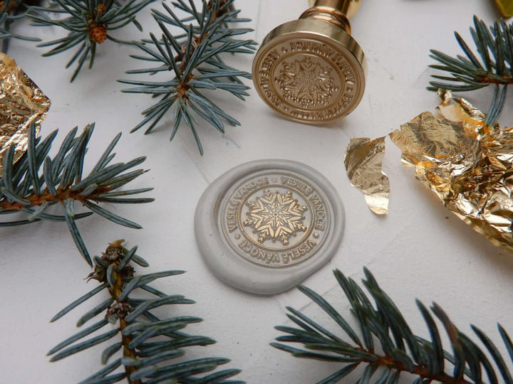 Mosazné pečetidlo – VESELÉ VÁNOCE I | průměr 25 mm Krasopiska