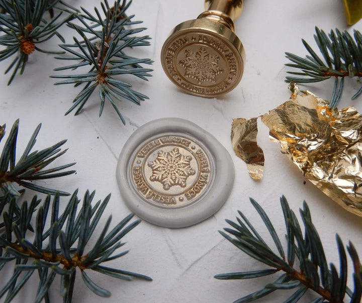 Mosazné pečetidlo – VESELÉ VÁNOCE II | průměr 25 mm Krasopiska