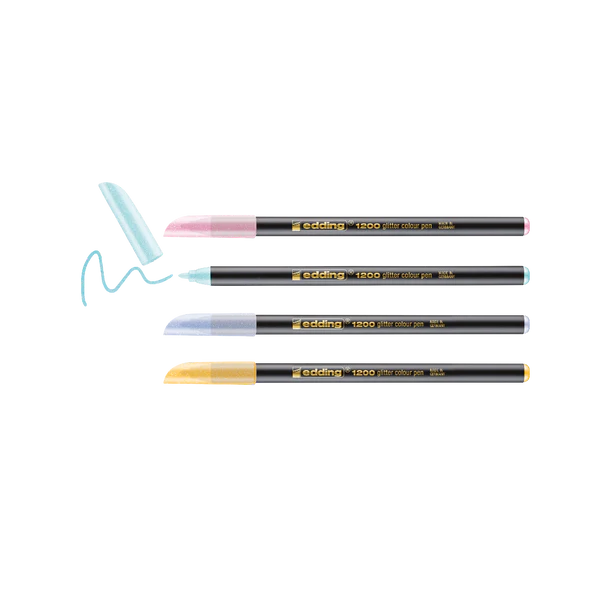 Edding 1200 glitter - Třpytivý fix na kreslení, sada pastelových barev Edding