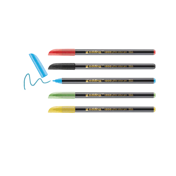 Edding 1200 glitter - Třpytivý fix na kreslení, sada základních barev Edding