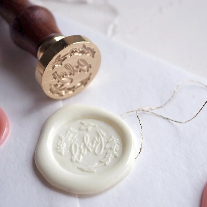 Mosazné pečetidlo – Děkuji (s listy) | průměr 25 mm Krasopiska