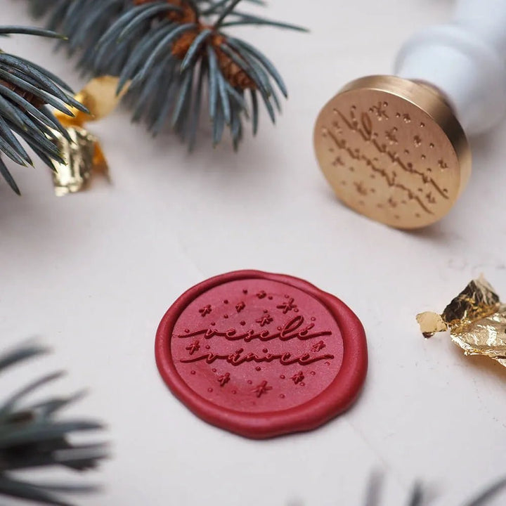Mosazné pečetidlo – „veselé vánoce“ | průměr 25 mm Krasopiska