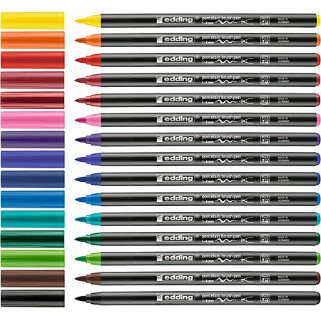 Edding 4200 - Vypalovací brush pen na porcelán, sada 6 ks, teplé tóny Edding