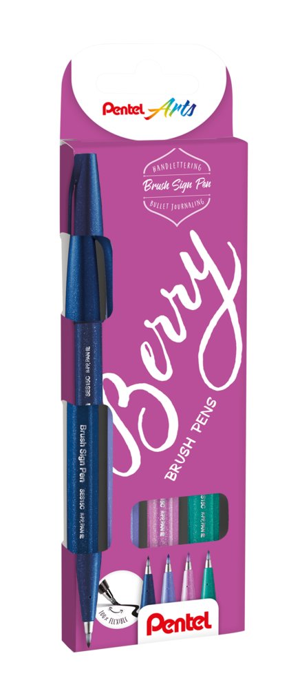 Pentel – Sada Brush Sign Pen Berry, 4 ks Pentel