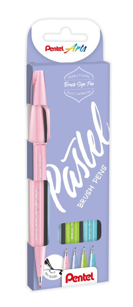 Pentel – Sada Brush Sign Pen Pastel, 4 ks Pentel