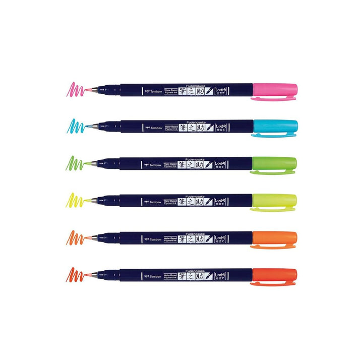 Tombow - Fudenosuke – NEON | sada 6 kusů Tombow