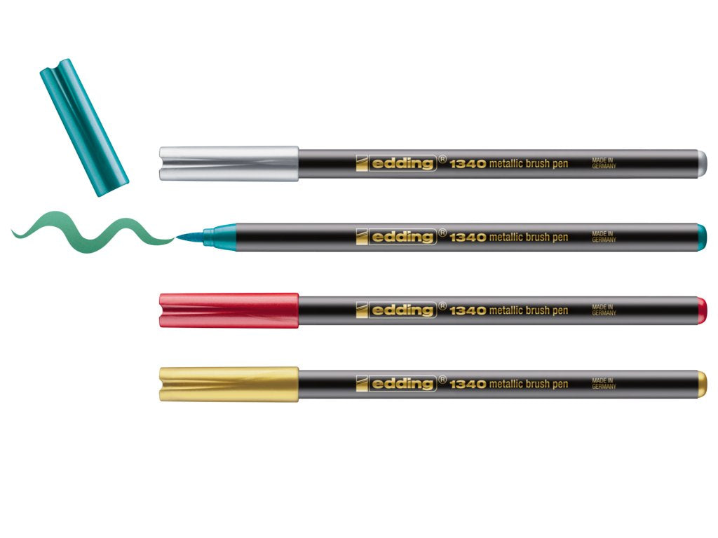 Edding 1340 - Sada metalických brush penů, 4 ks Edding