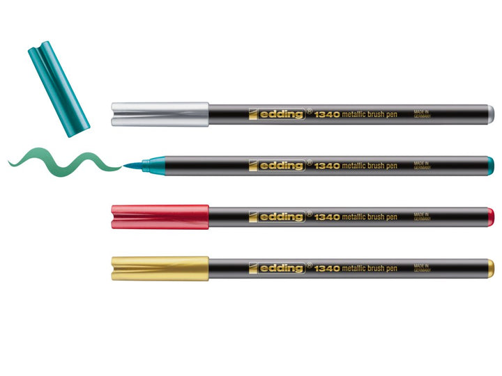 Edding 1340 - Sada metalických brush penů, 4 ks Edding