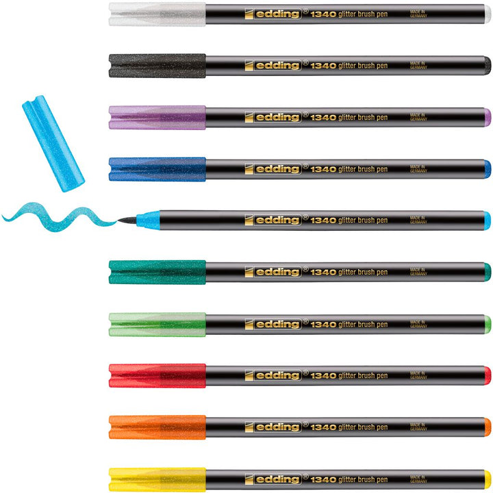 Edding 1340 glitter - Třpytivé brush peny, sada 10 ks Edding