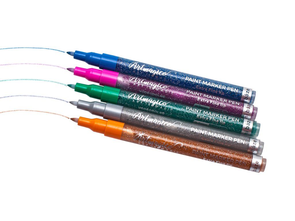 Sada třpytivých akrylových fixů Artmagico (10 ks) | Extra jemný hrot ArtMagico