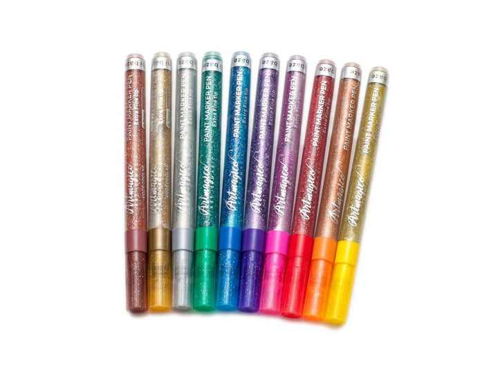 Sada třpytivých akrylových fixů Artmagico (10 ks) | Extra jemný hrot ArtMagico