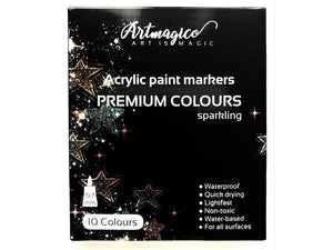 Sada třpytivých akrylových fixů Artmagico (10 ks) | Extra jemný hrot ArtMagico