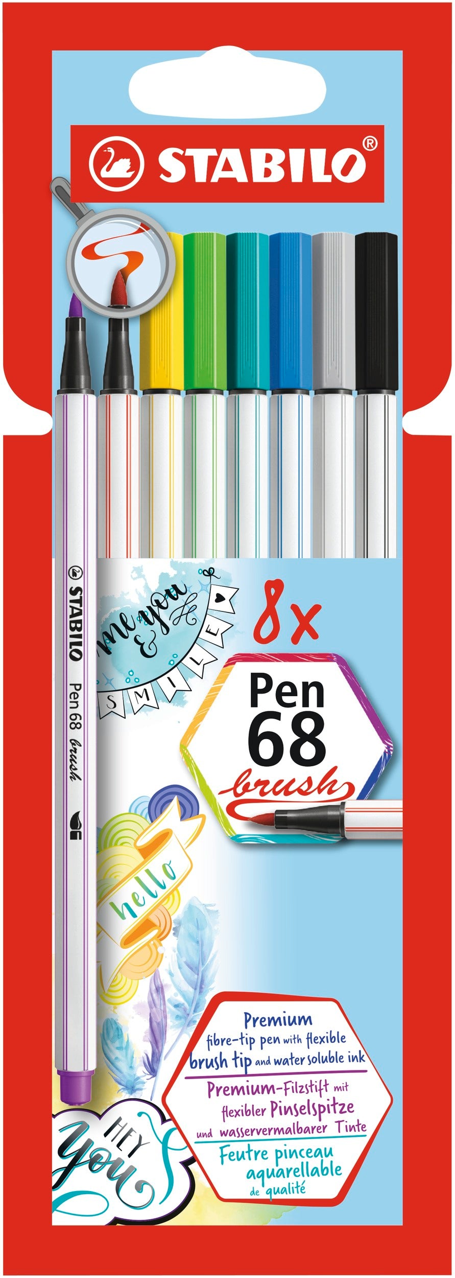 STABILO Pen 68 brush – sada 8 štětcových fixů STABILO
