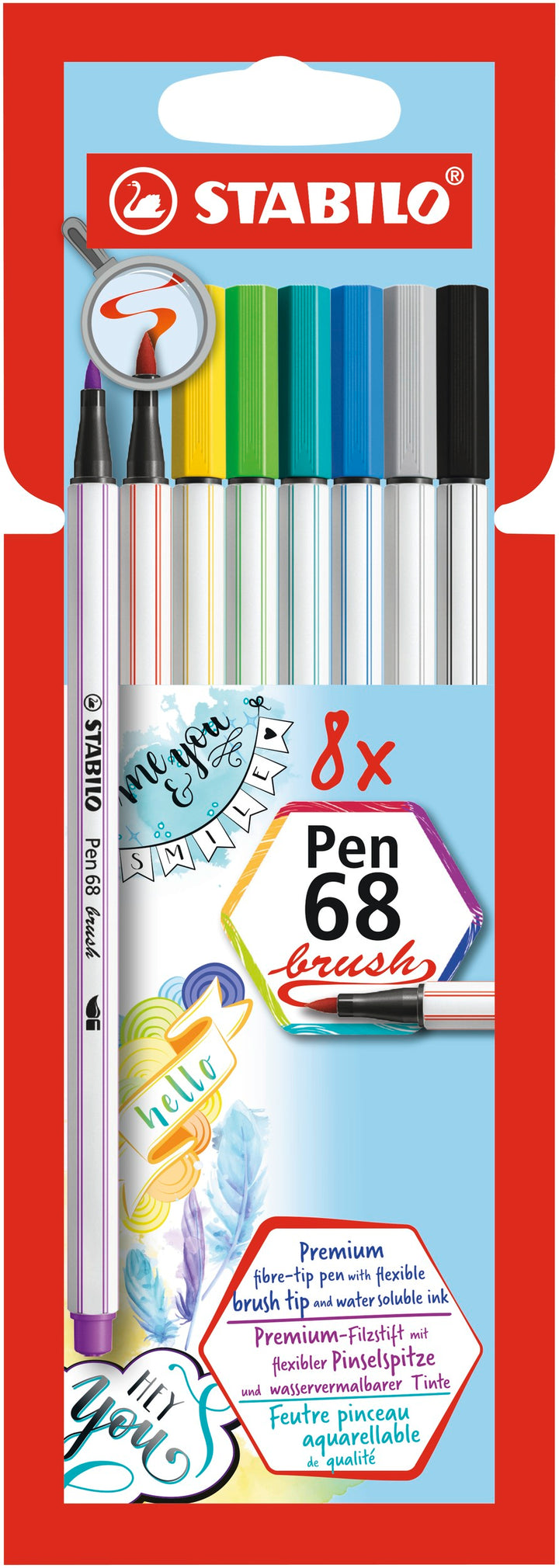 STABILO Pen 68 brush – sada 8 štětcových fixů STABILO