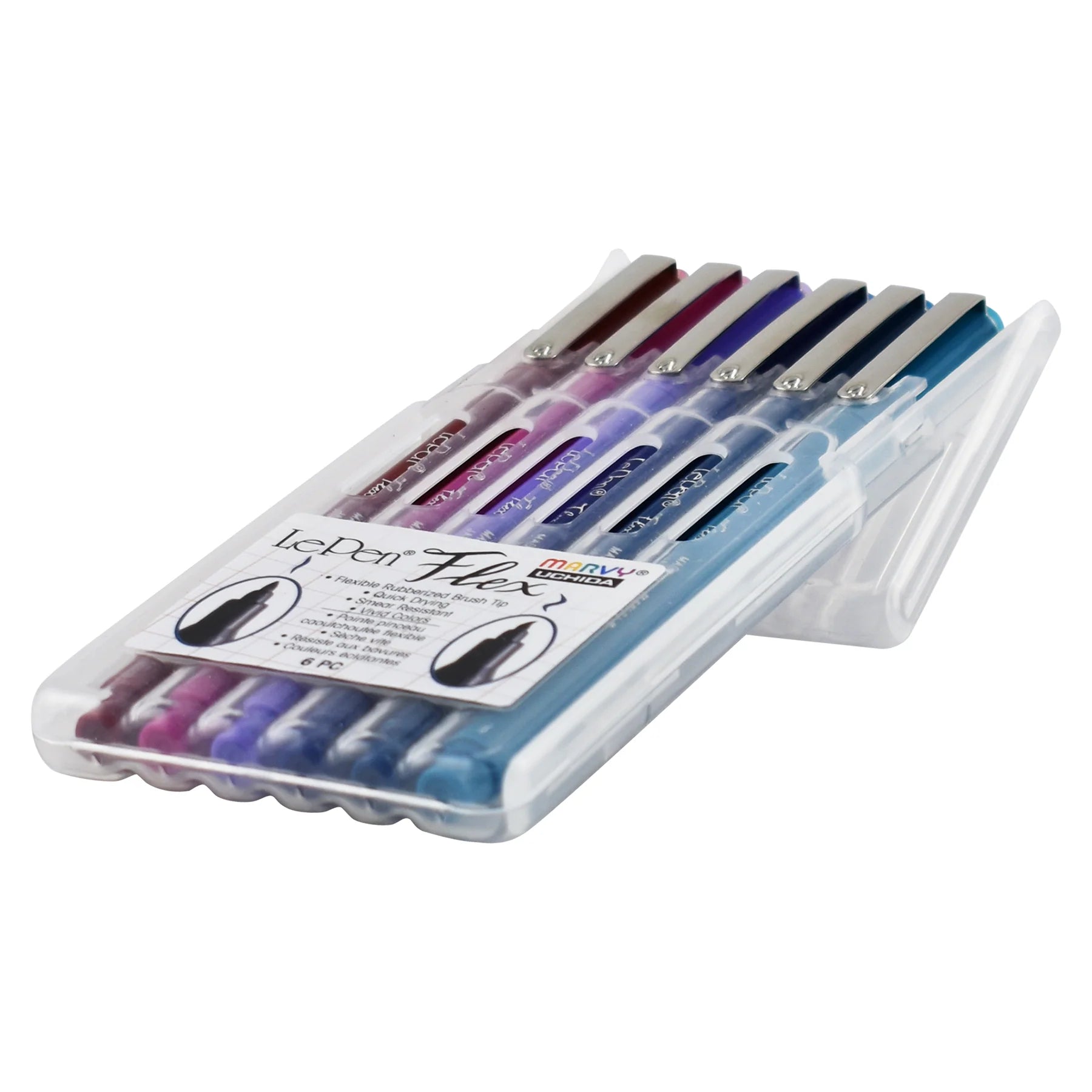Marvy Uchida – Le Pen Flex brush pen, sada 6 barev, Jewel Marvy