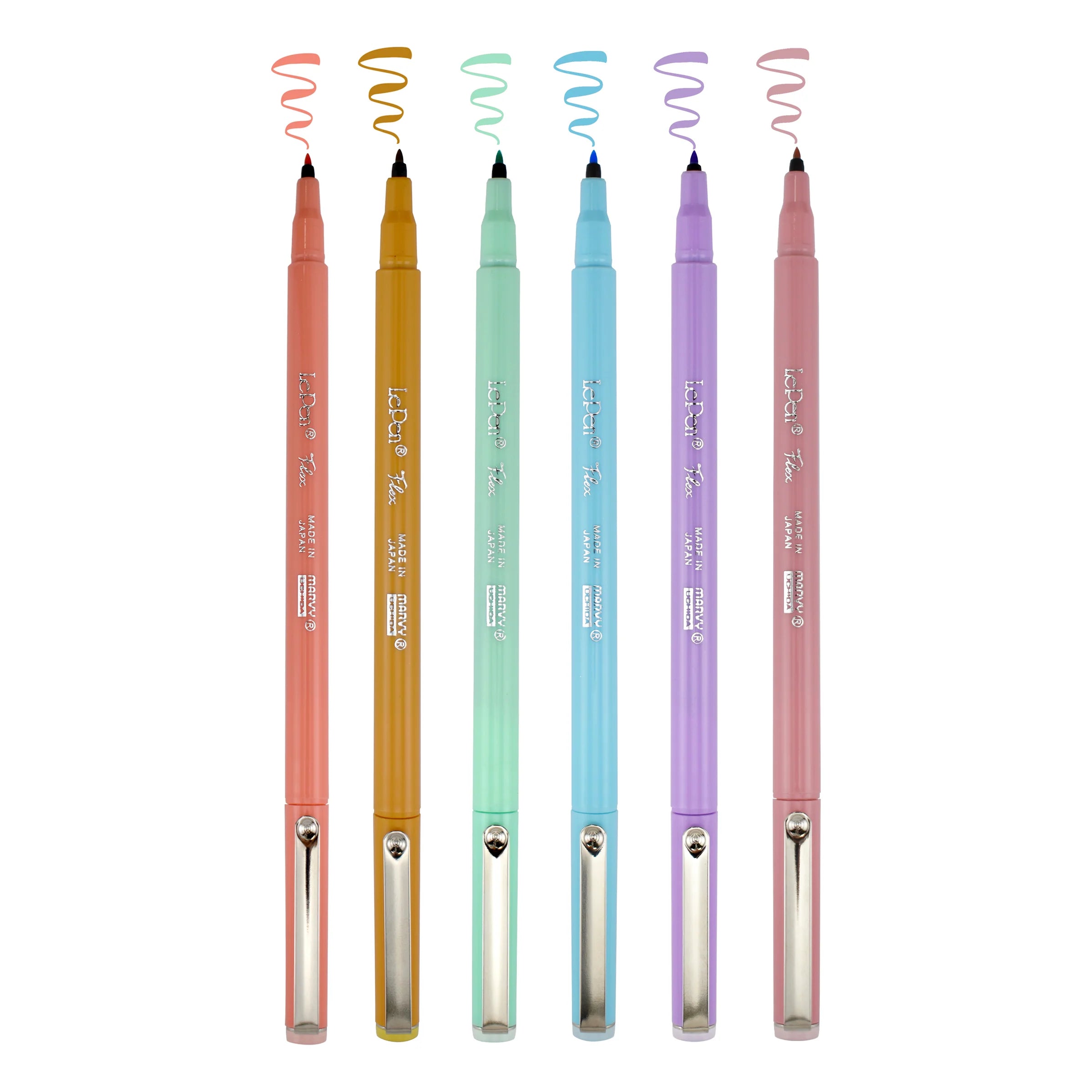 Marvy Uchida – Le Pen Flex brush pen, sada 6 barev, Pastel Marvy