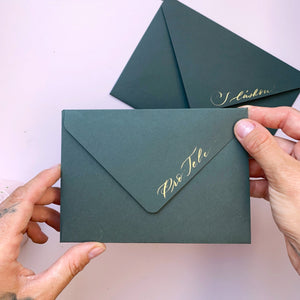 Luxusní obálka Lesní- ručně vyráběná, ve dvou velikostech, s možností ručního nadepsání Krasopiska