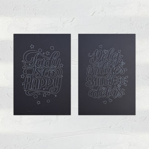 Vybarvi si lettering – černé omalovánky A5, 2 ks @girl_with_marker