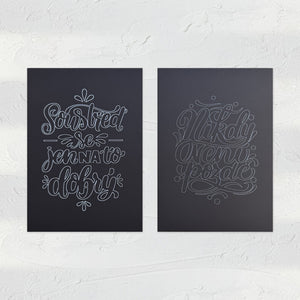 Vybarvi si lettering – černé omalovánky A5, 2 ks @girl_with_marker
