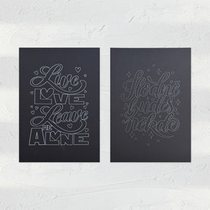 Vybarvi si lettering – černé omalovánky A5, 2 ks @girl_with_marker