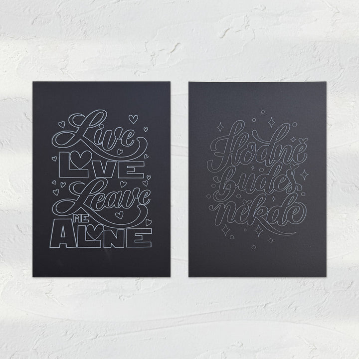 Vybarvi si lettering – černé omalovánky A5, 2 ks @girl_with_marker