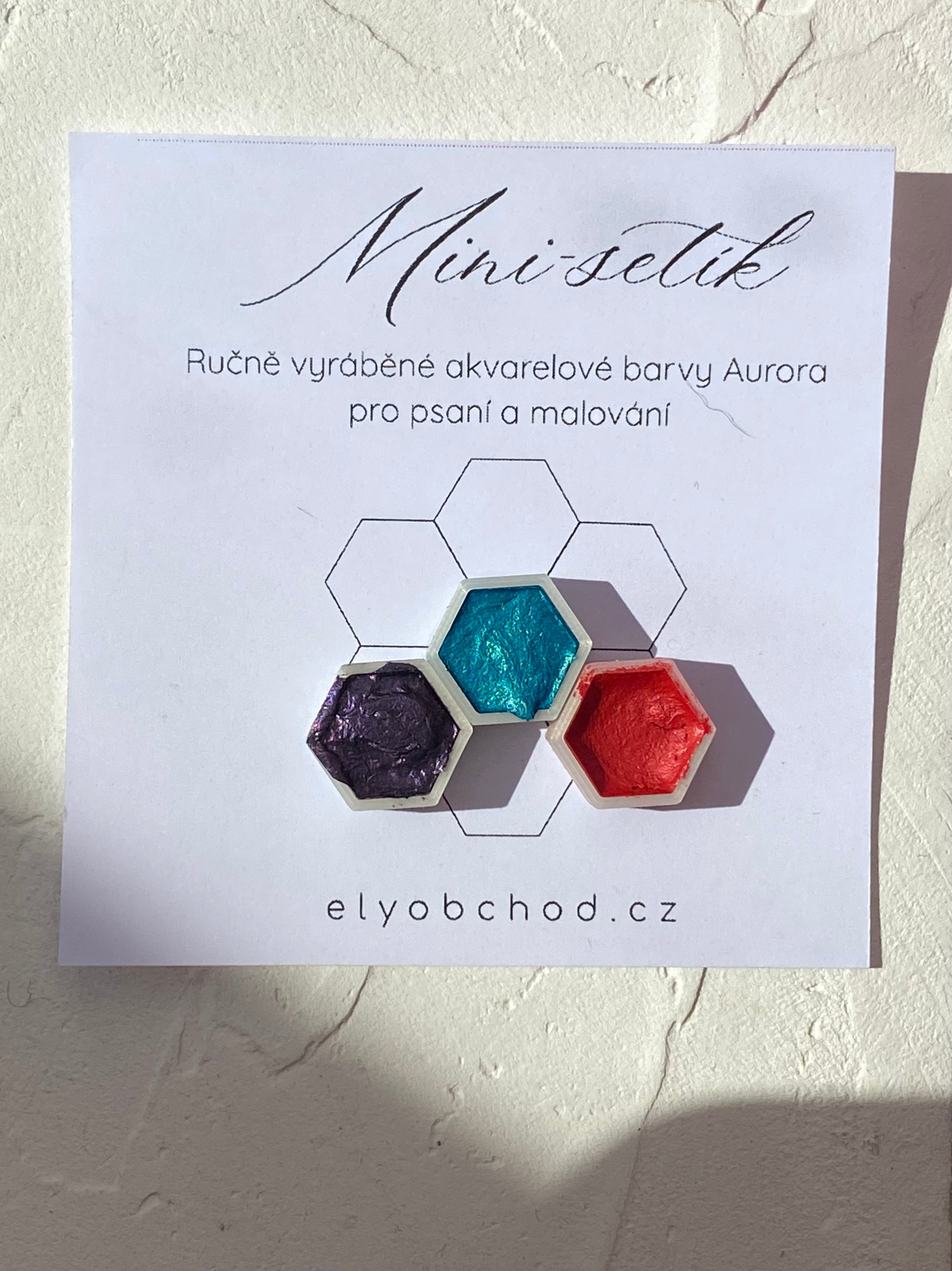 Ručně vyráběné akvarelové barvy Aurora – Mini-setík 3x XS Ely