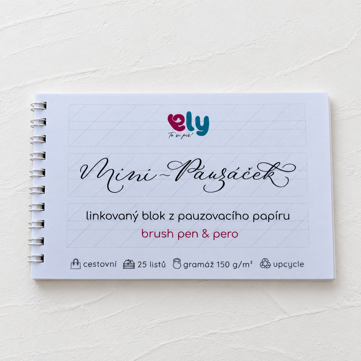 Mini Pauzáček – pauzovací blok na kaligrafii s lenochem Ely