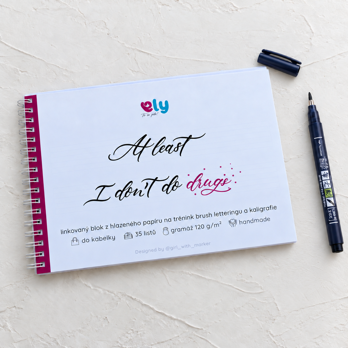 Blok na trénink brush letteringu A5 – 35 listů