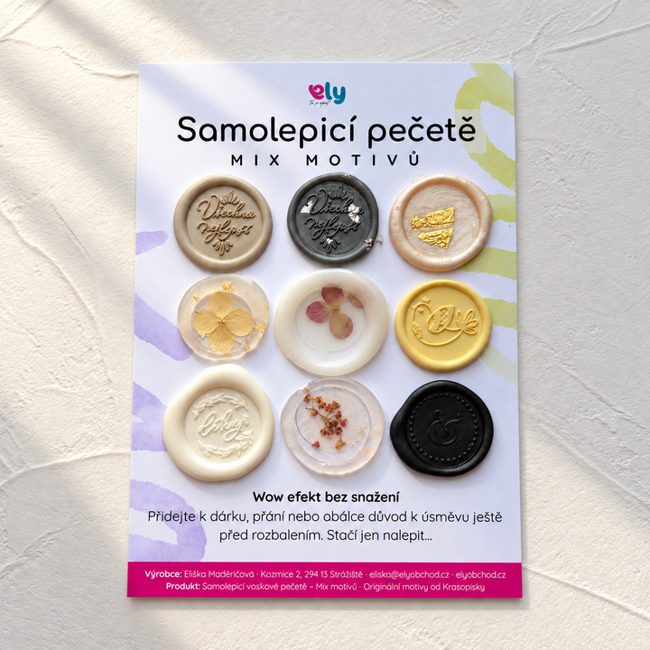 Samolepicí pečetě – Mix motivů, 9 ks