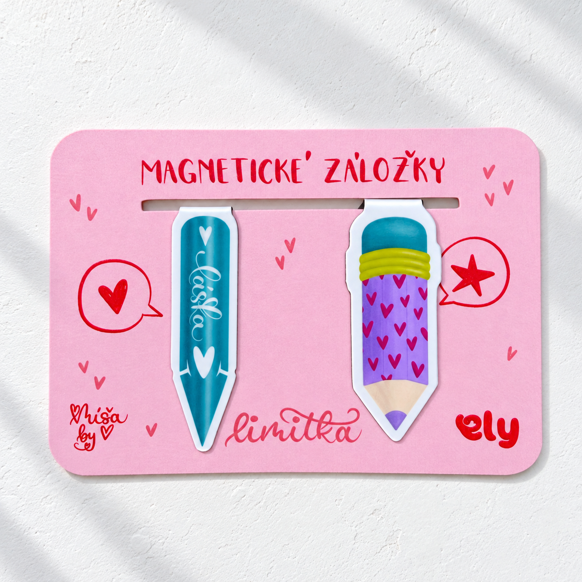 Magnetické záložky – perko a tužka, 2 ks | Ely × Míša by Red @misabyred