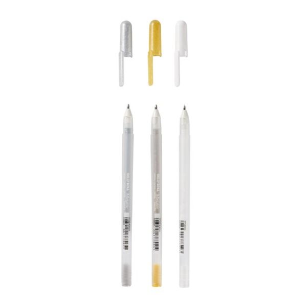Sakura – Metalická gelová pera Gelly Roll s bílou | sada 3 ks Sakura