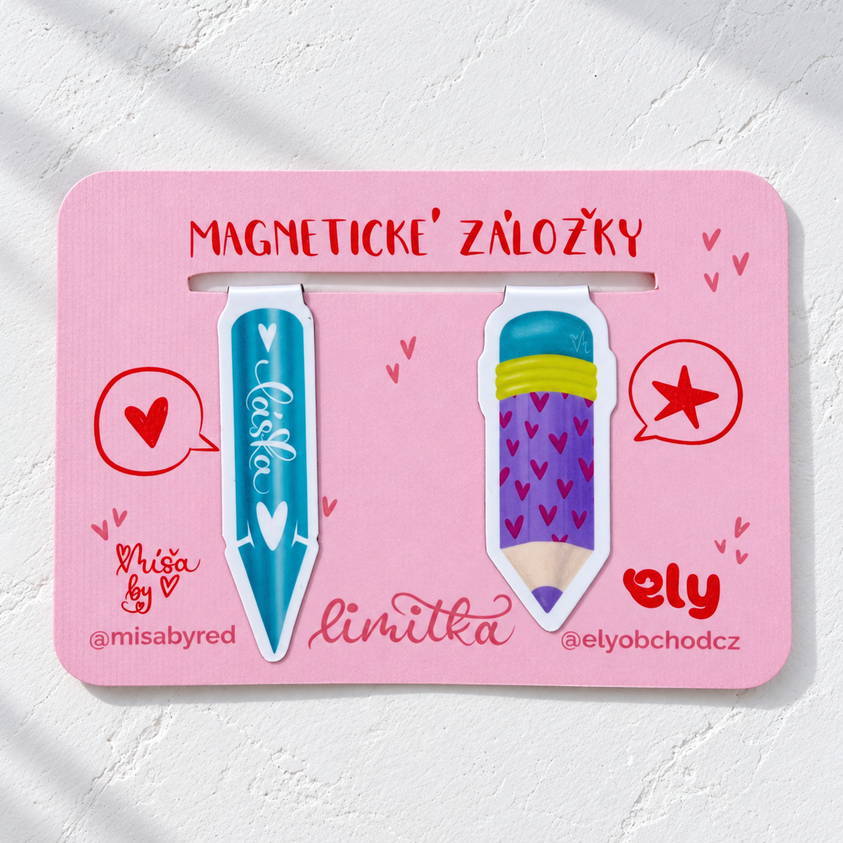 Magnetické záložky – perko a tužka, 2 ks | Ely × Míša by Red @misabyred