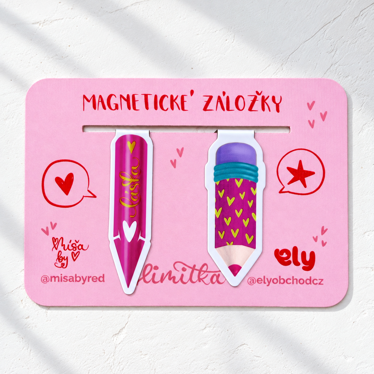 Magnetické záložky – perko a tužka, 2 ks | Ely × Míša by Red @misabyred