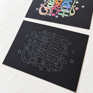 Vybarvi si lettering – černé omalovánky A5, 2 ks @girl_with_marker