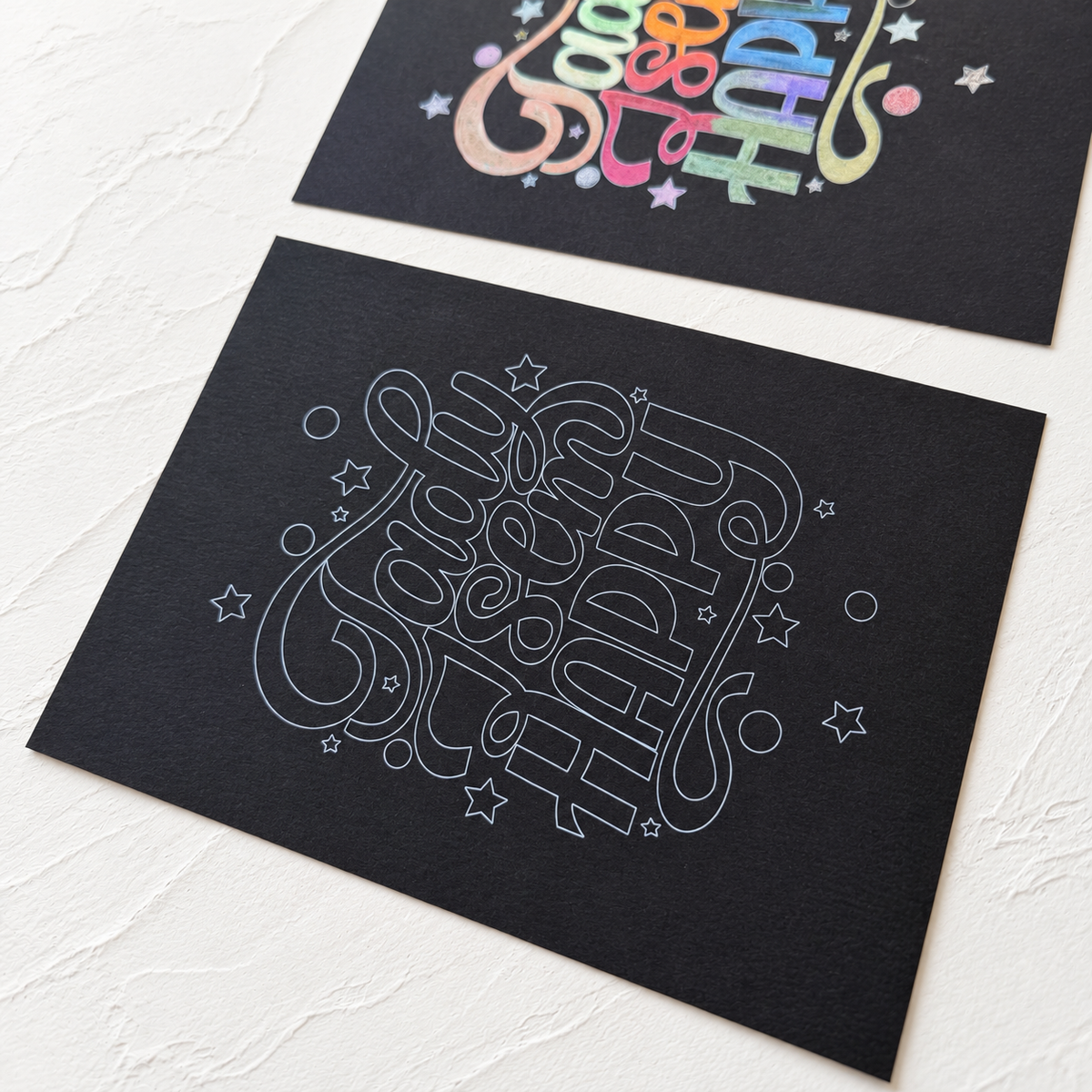 Vybarvi si lettering – černé omalovánky A5, 2 ks @girl_with_marker