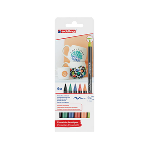 Edding 4200 - Vypalovací brush pen na porcelán, sada 6 ks, svěží barvy Edding