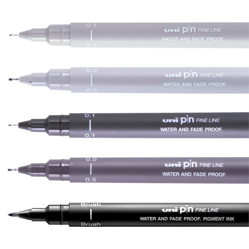 UNI PIN - Elegant tones sada 4 ks linerů a 1 brush penu Uni-pin
