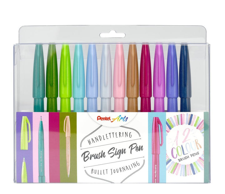 Pentel – Sada Brush Sign Pen, 12 ks Pentel