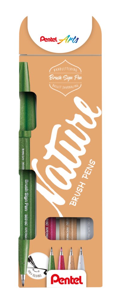 Pentel – Sada Brush Sign Pen Nature, 4 ks Pentel